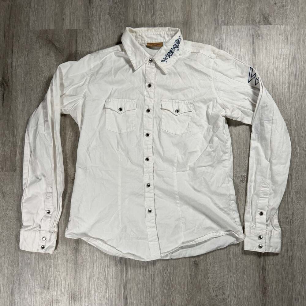 Womens Wrangler White Long Sleeve Western Pearl Snap Shirt Small